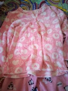 Cute Pink fur Pajama Set