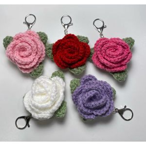 Handmade Crochet Rose Keychain