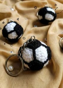 Handmade Crocheted Soccer Ball Keychain