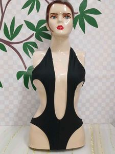 (1432)Black Cutout Monokini Swimsuit