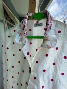 Charming Polka Dot &amp; Floral Print Nightdress