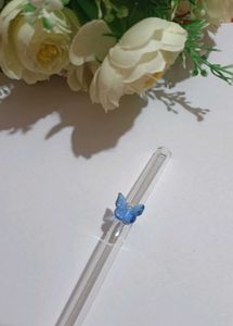 Butterfly glass straw-Blue