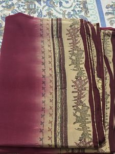 Elegant Burgundy Saree with Ethnic Border