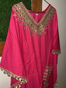 Set Hot Pink khulla kaftan pant