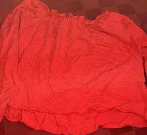 Red Off-Shoulder Crop Top