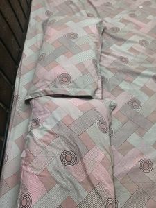 Cotton Pink Double Bedsheet with pillow covers