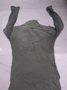 Olive Green Henley Kurta