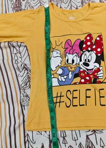 Yellow Minnie Mouse Selfie Long Sleeve Tee