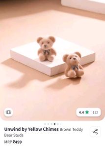 Cute Plush Teddy Bear Stud Earrings Kawaii