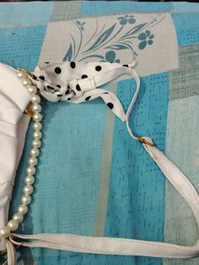 free delivery Chic White Pearl &amp; Polka Dot Bag
