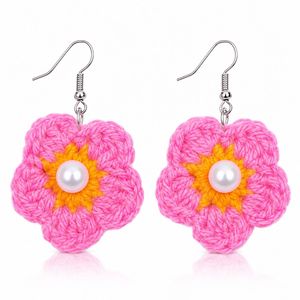 crochet flower earrings &amp; hair clip