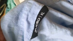 Blue Cropped Embroidered Shirt