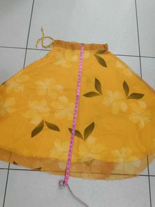 orange floral saree material skirt for festival