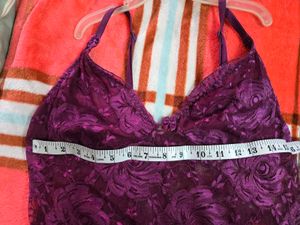 Wine Colour Net Babydoll