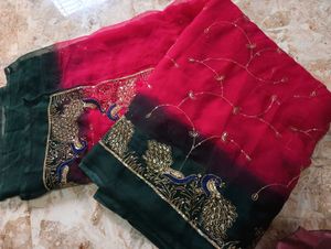 Elegant Peacock Embellished Saree