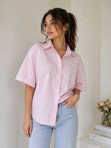 Pink Oversized Cotton Shirt