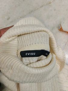 EVISU Cream Turtleneck Sweater