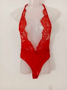 Red Lace Lingerie Bodysuit