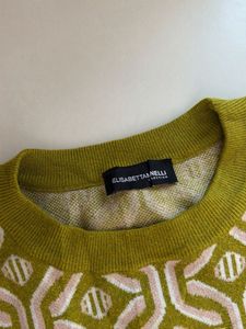 Green Geometric Pattern Knit Sweater
