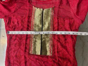 Elegant Red Kurta with Gold Embellishment