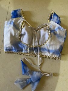 Stylish Blue &amp; White Tie-Dye Blouse