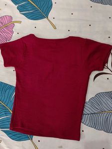 Maroon Square Neck Crop Top