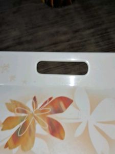 Vintage White Serving Tray with Floral Design