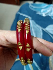 Royal Red Golden Kada Set