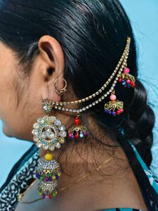 Exquisite Jhumka Earrings with Chain