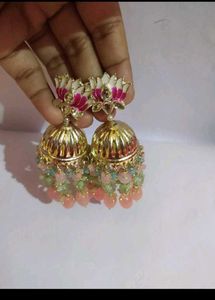 Beautiful Lotus Jhumka Earrings