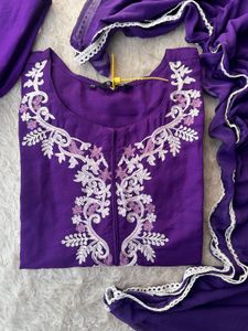 Elegant Purple Embroidered Kurta Set