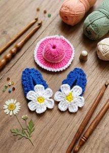 Crocheted Flower Hair Clip Set