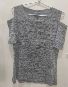 Grey Cold Shoulder Top