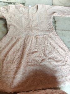 chikankari pattern with threads short beautiful ku