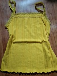 Yellow Cami Top with Lace Trim