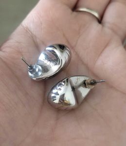Chunky Silver Tone Hoop Earrings