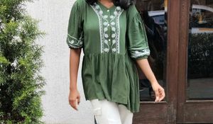 Boho Embroidered Green Kurta
