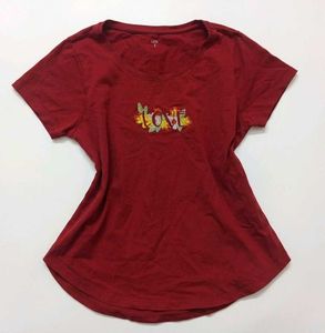 Red Love Embroidered T-Shirt