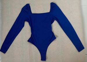 Royal Blue Square Neck Bodysuit