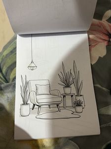 Stylish Armchair and Plant Decor Line Art