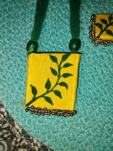 Handmade Fabric Necklace &amp; Earrings Set