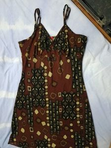 Retro Print Spaghetti Strap Dress