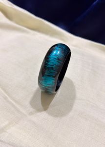 Unique Teal blue &amp; Black Swirl acrylic Bangle