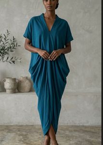 Stylish Deep Teal Blue Kaftan Style Dress