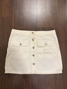 Cream Denim Mini Skirt