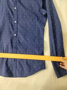 Zara Men's Blue Dotted Shirt