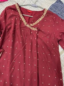 Maroon Kurta with Gold Embellishments