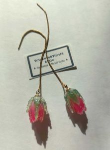 Resin Rose Bud Chain Dangle Earrings