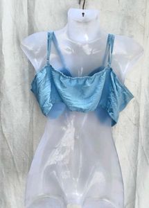 Cute Blue Bow Front Crop Top