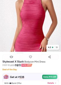 Magenta Pink Textured Bodycon Mini Dress